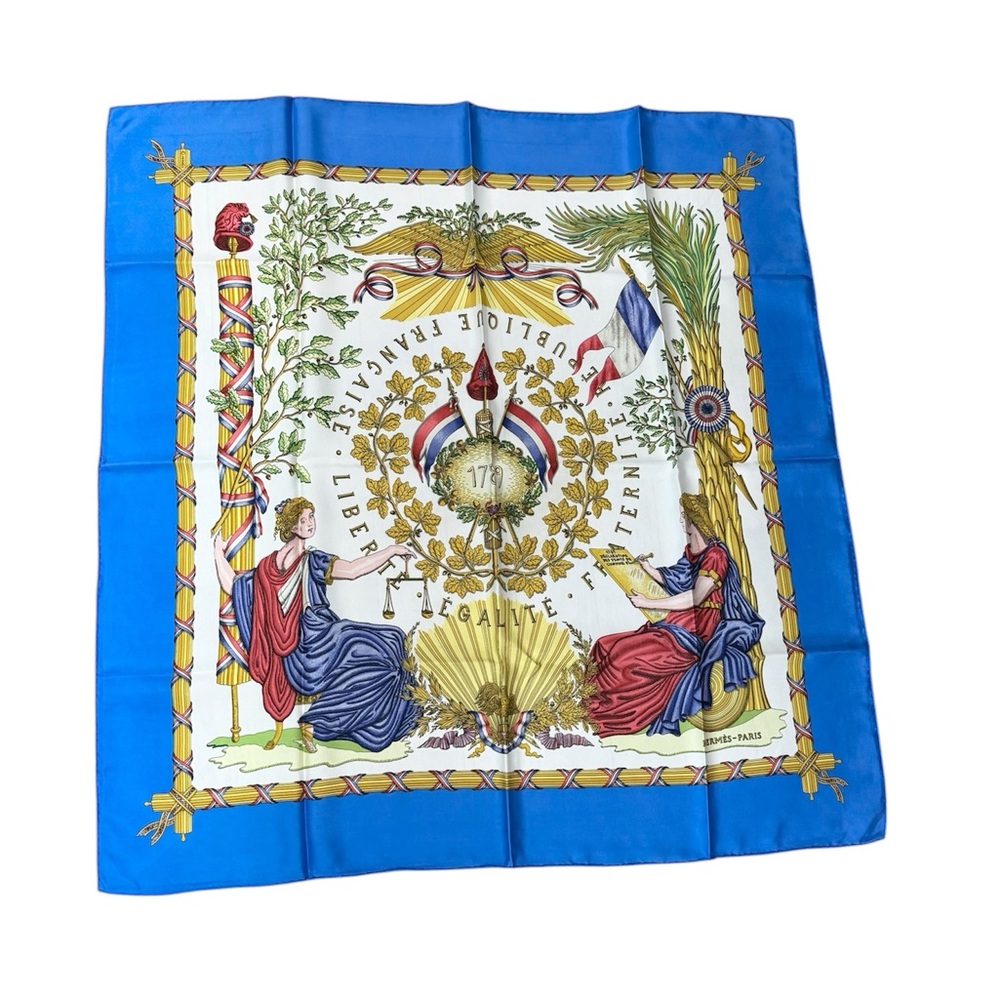 Hermès Paris Blue Silk Scarf
